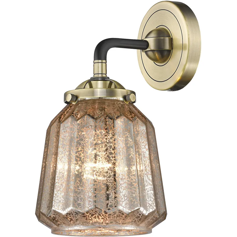 Nouveau Chatham 1 Light 6 inch Black Antique Brass Sconce Wall Light in Mercury Glass, Nouveau