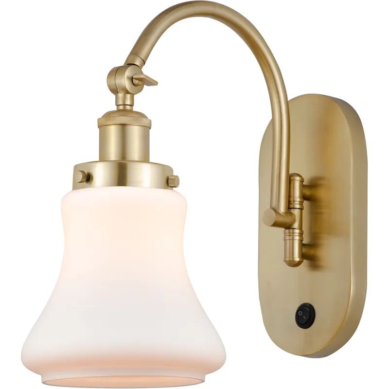 Franklin Restoration Bellmont 1 Light 6.5 inch Satin Gold Sconce Wall Light in Matte White Glass