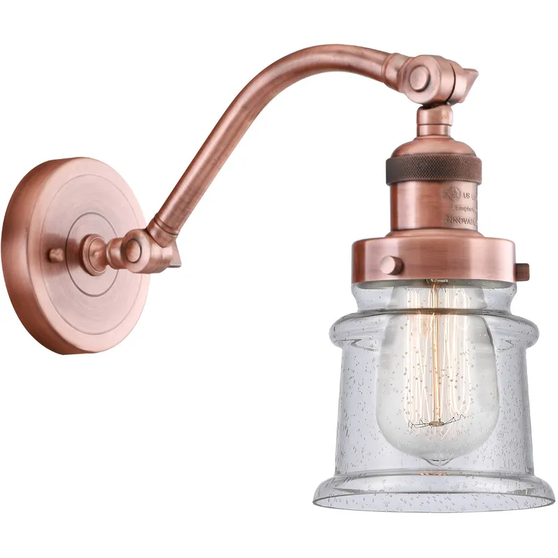 Franklin Restoration Small Canton LED 6.5 inch Antique Copper Sconce Wall Light in Seedy Glass, Franklin Restoration