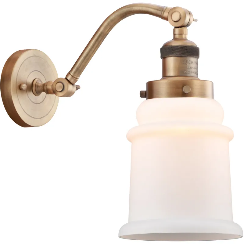 Franklin Restoration Canton 1 Light 7 inch Brushed Brass Sconce Wall Light in Matte White Glass, Franklin Restoration