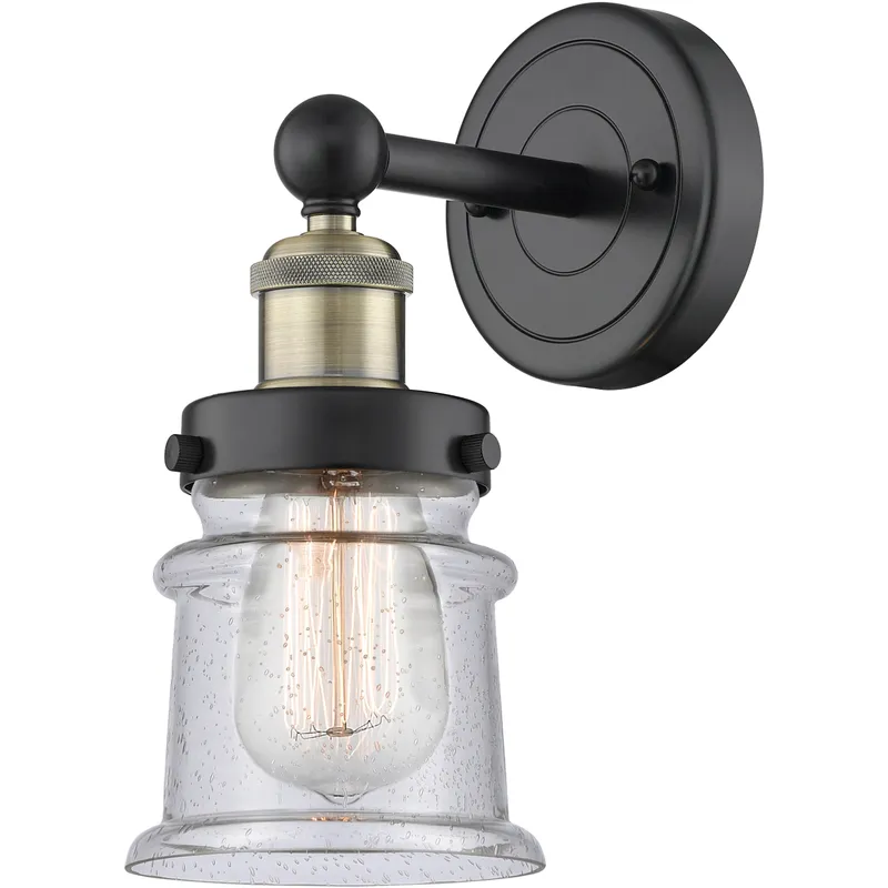 Canton Sconce Wall Light in Black Antique Brass, Seedy