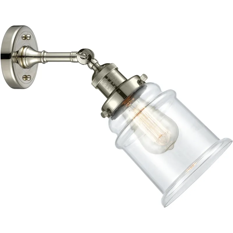 Franklin Restoration Canton LED 6.5 inch Polished Nickel Sconce Wall Light in Clear Glass, Franklin Restoration