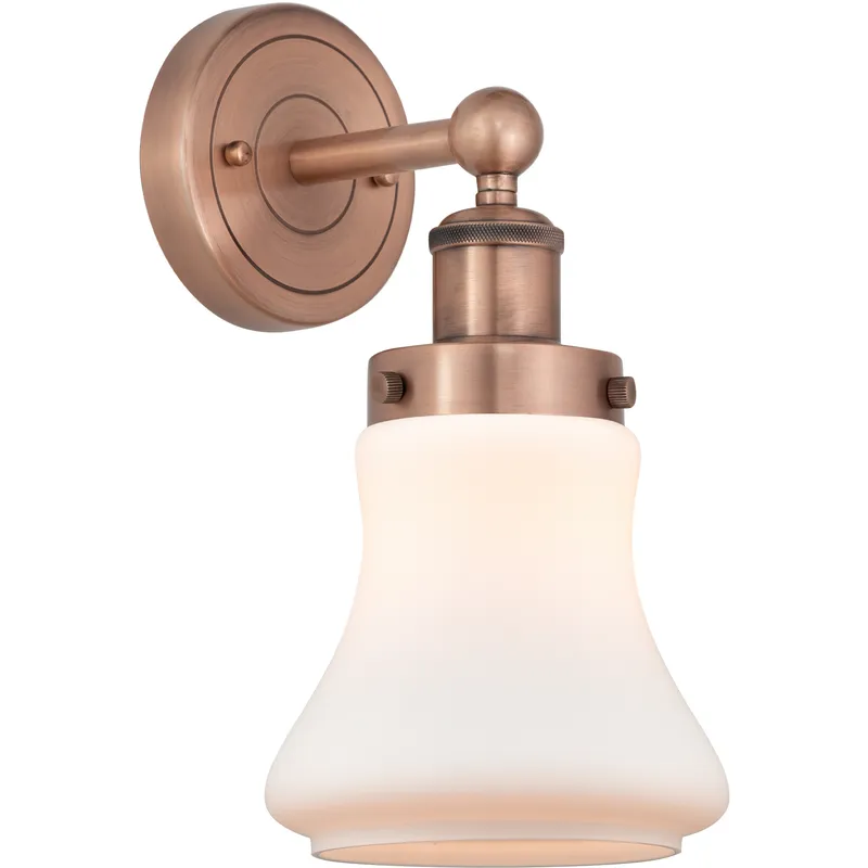 Bellmont Sconce Wall Light in Antique Copper, Matte White