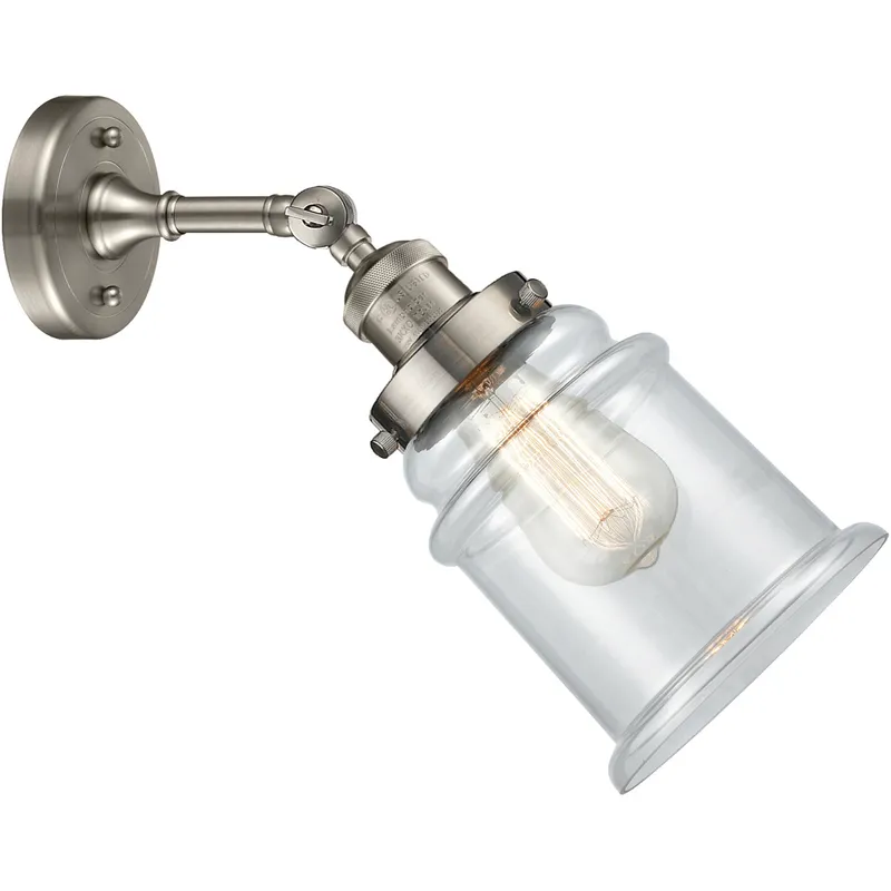 Franklin Restoration Canton LED 6.5 inch Brushed Satin Nickel Sconce Wall Light in Clear Glass, Franklin Restoration