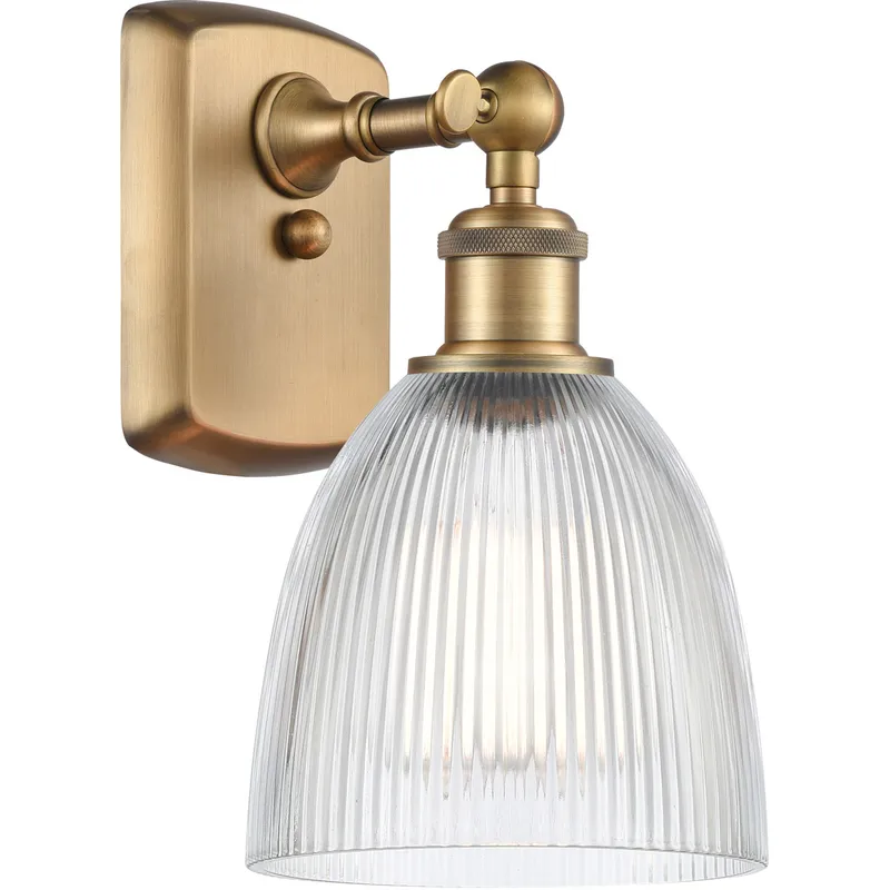Ballston Castile LED 6 inch Brushed Brass Sconce Wall Light in Clear Glass, Ballston