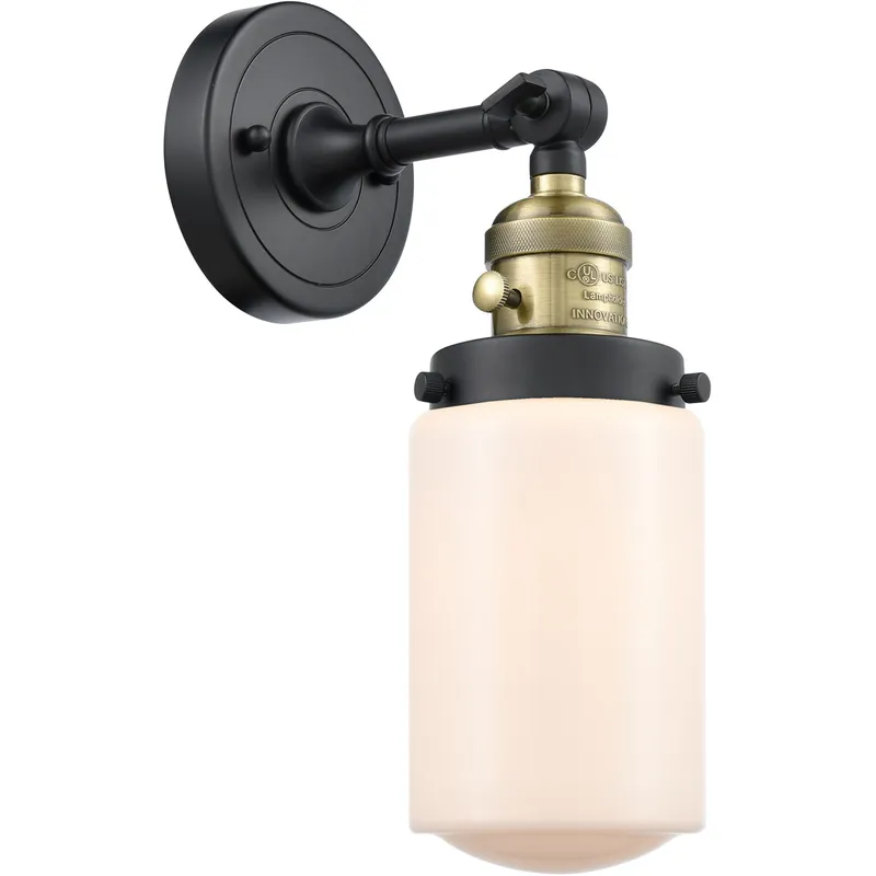Franklin Restoration Dover 1 Light 5 inch Black Antique Brass Sconce Wall Light in Matte White Glass, Franklin Restoration