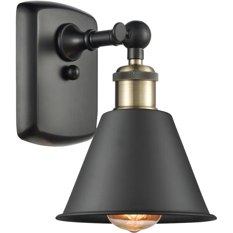 Ballston Smithfield 1 Light 7 inch Black Antique Brass Sconce Wall Light, Ballston