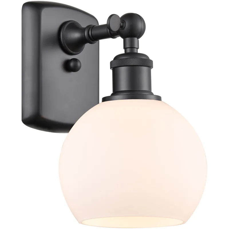 Ballston Athens LED 6 inch Matte Black Sconce Wall Light in Matte White Glass