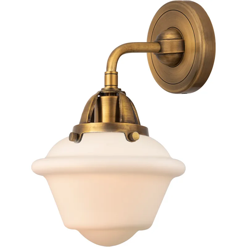 Nouveau 2 Small Oxford 1 Light 8 inch Brushed Brass Sconce Wall Light in Matte White Glass
