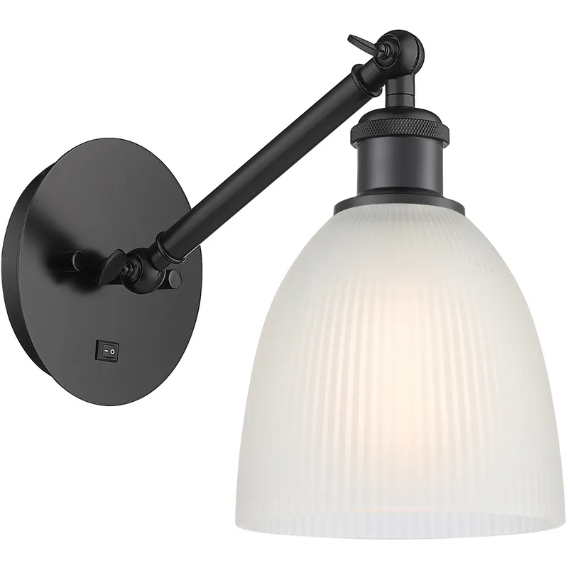 Ballston Castile LED 6 inch Matte Black Sconce Wall Light in White Glass