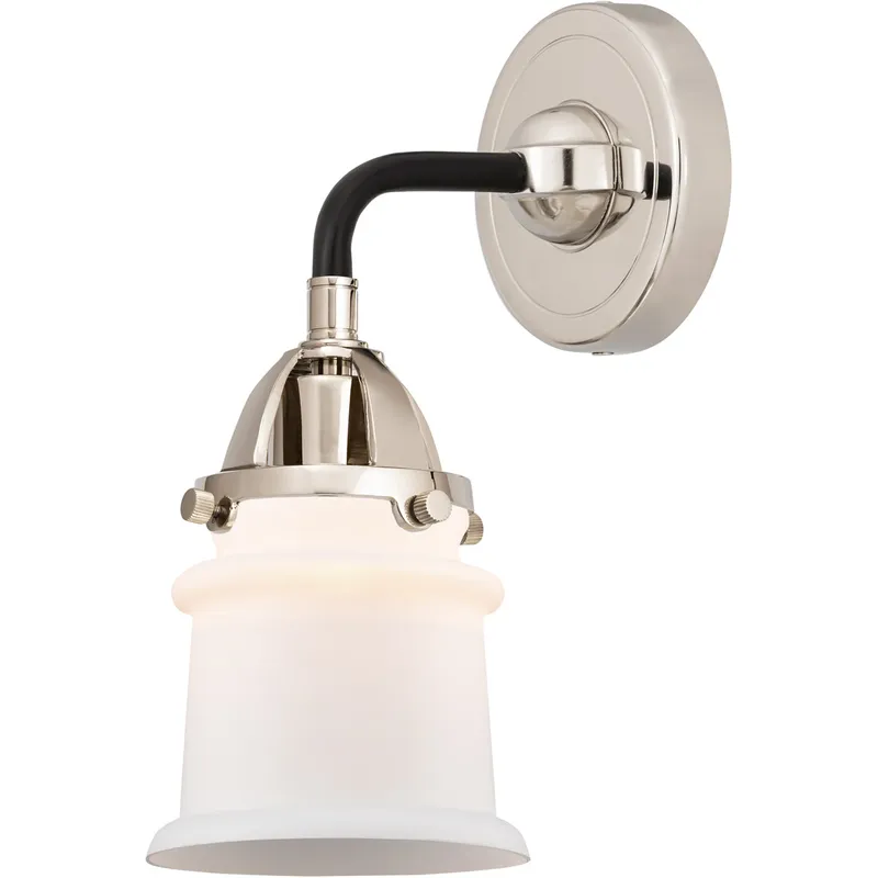 Nouveau 2 Small Canton 1 Light 5 inch Black Polished Nickel Sconce Wall Light in Matte White Glass