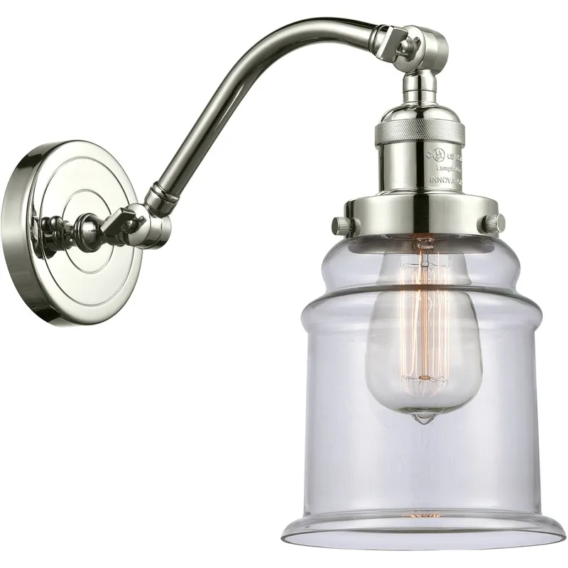 Franklin Restoration Canton 1 Light 7 inch Polished Nickel Sconce Wall Light in Clear Glass, Franklin Restoration