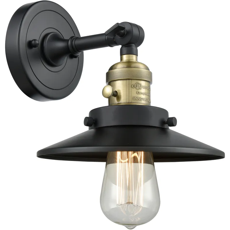 Franklin Restoration Railroad 1 Light 8 inch Black Antique Brass Sconce Wall Light, Franklin Restoration