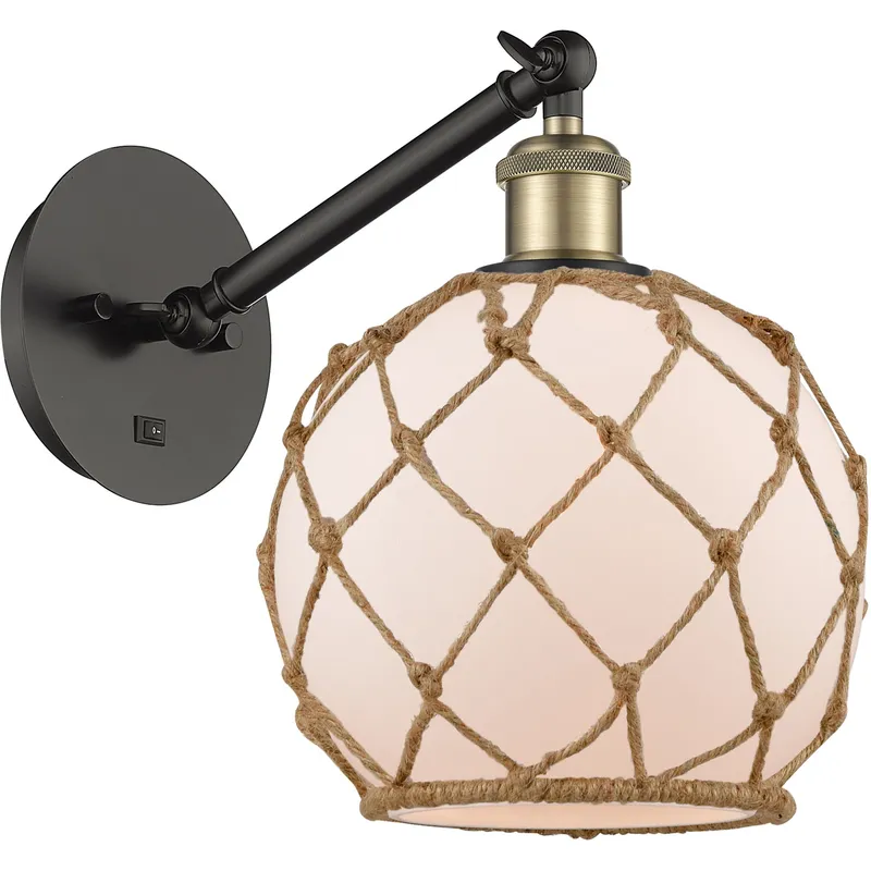 Ballston Farmhouse Rope LED 8 inch Black Antique Brass Sconce Wall Light