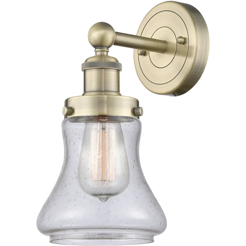 Bellmont Sconce Wall Light in Antique Brass, Seedy