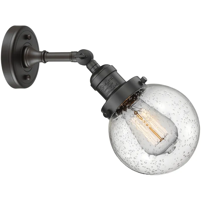 Franklin Restoration Beacon 1 Light 6 inch Oil Rubbed Bronze Sconce Wall Light in Seedy Glass, Franklin Restoration
