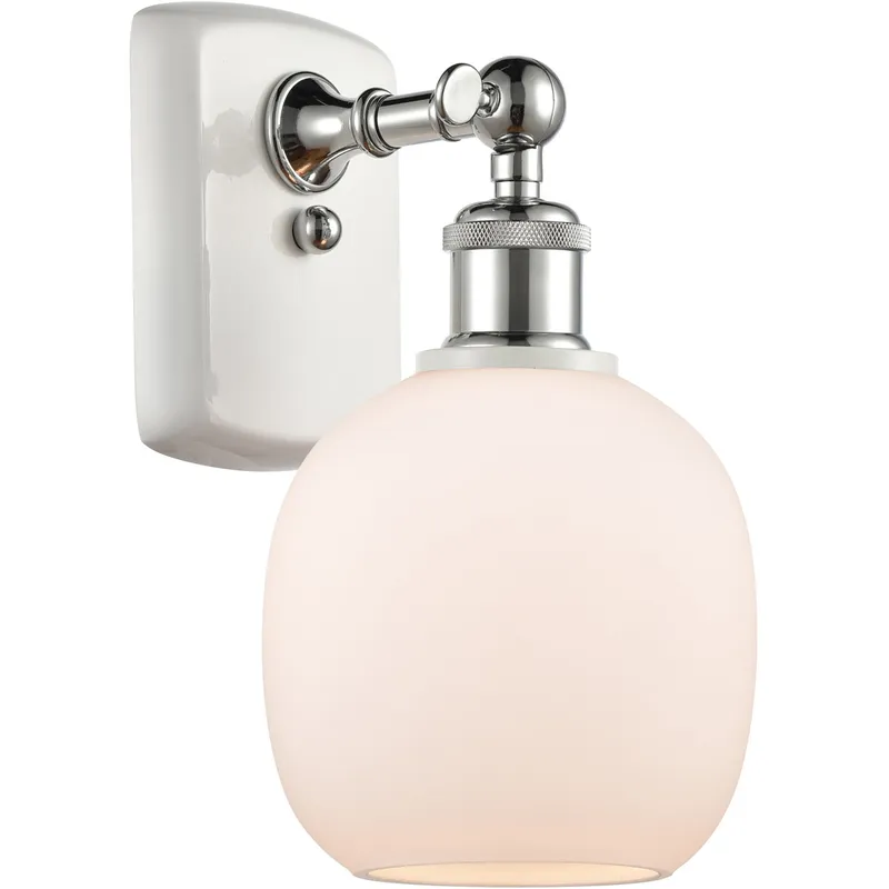 Ballston Belfast LED 6 inch White and Polished Chrome Sconce Wall Light in Matte White Glass, Ballston