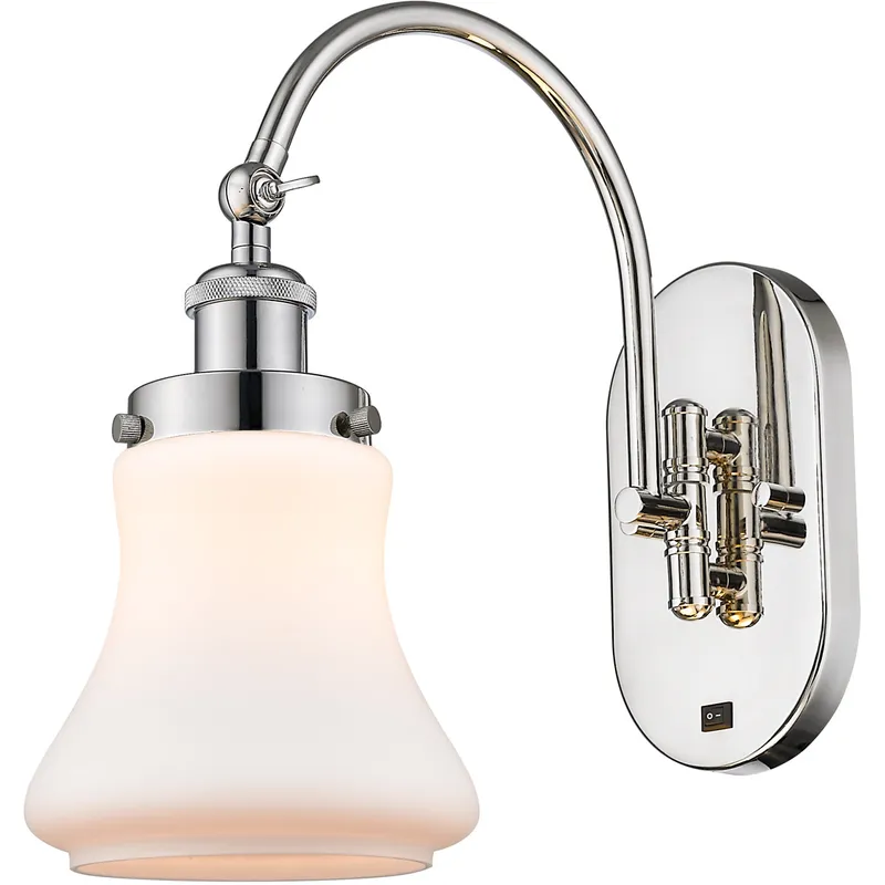 Franklin Restoration Bellmont 1 Light 6.5 inch Polished Nickel Sconce Wall Light in Matte White Glass