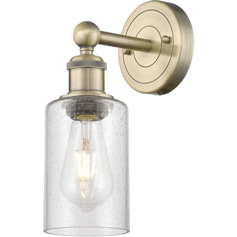 Clymer 1 Light 3.88 inch Antique Brass Sconce Wall Light in Seedy Glass