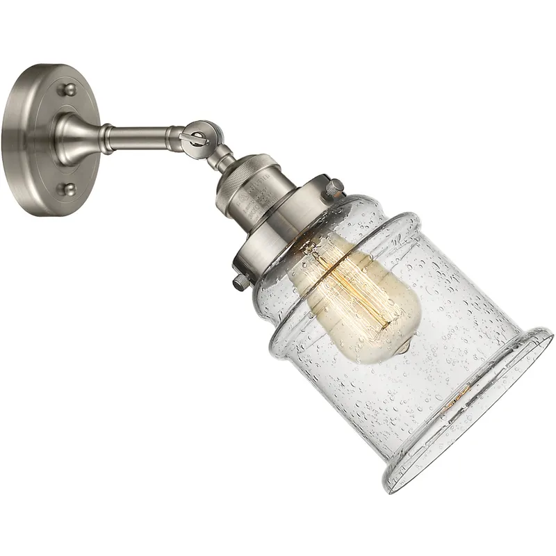 Franklin Restoration Canton LED 6.5 inch Brushed Satin Nickel Sconce Wall Light in Seedy Glass, Franklin Restoration