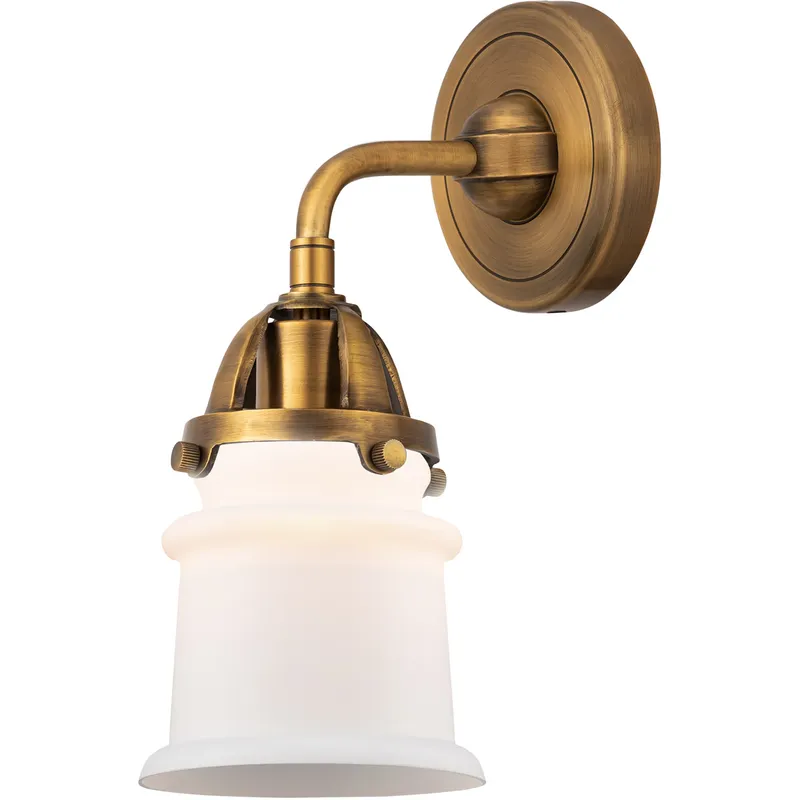 Nouveau 2 Small Canton 1 Light 5 inch Brushed Brass Sconce Wall Light in Matte White Glass