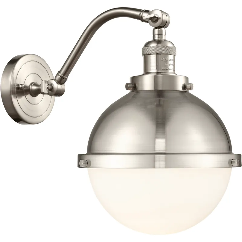 Franklin Restoration Hampden 1 Light 9 inch Brushed Satin Nickel Sconce Wall Light in Matte White Glass