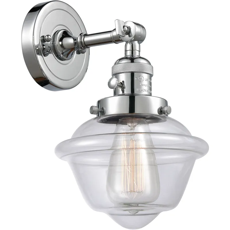 Franklin Restoration Small Oxford 1 Light 8 inch Polished Chrome Sconce Wall Light in Clear Glass, Franklin Restoration
