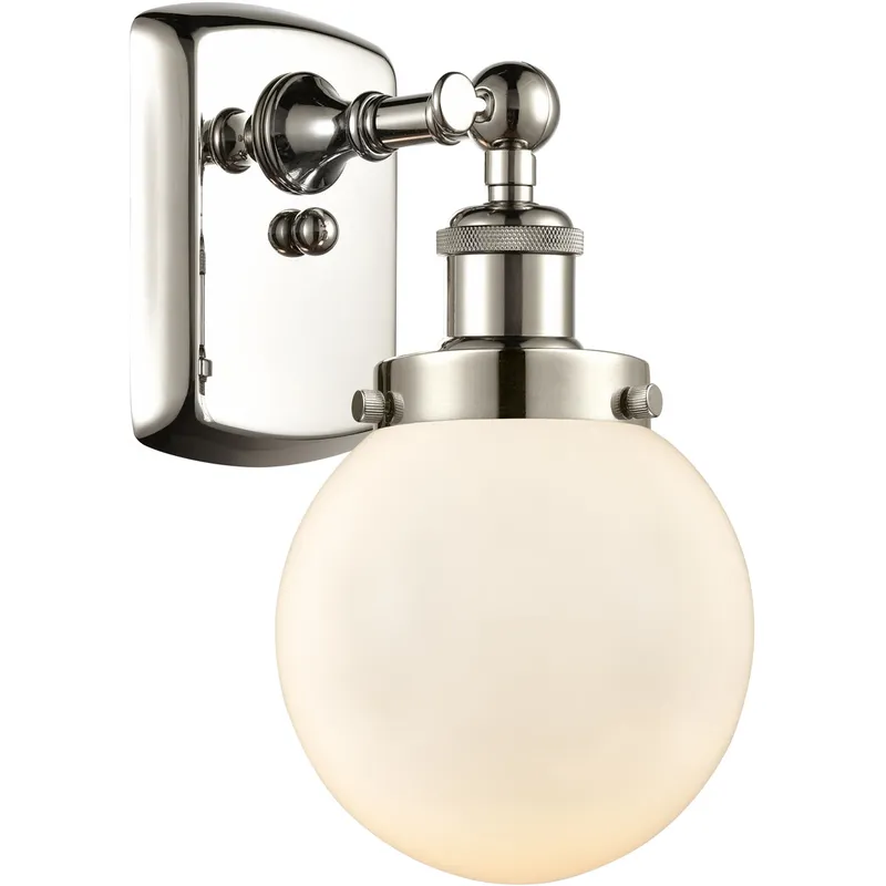 Ballston Beacon 1 Light 6 inch Polished Nickel Sconce Wall Light in Matte White Glass