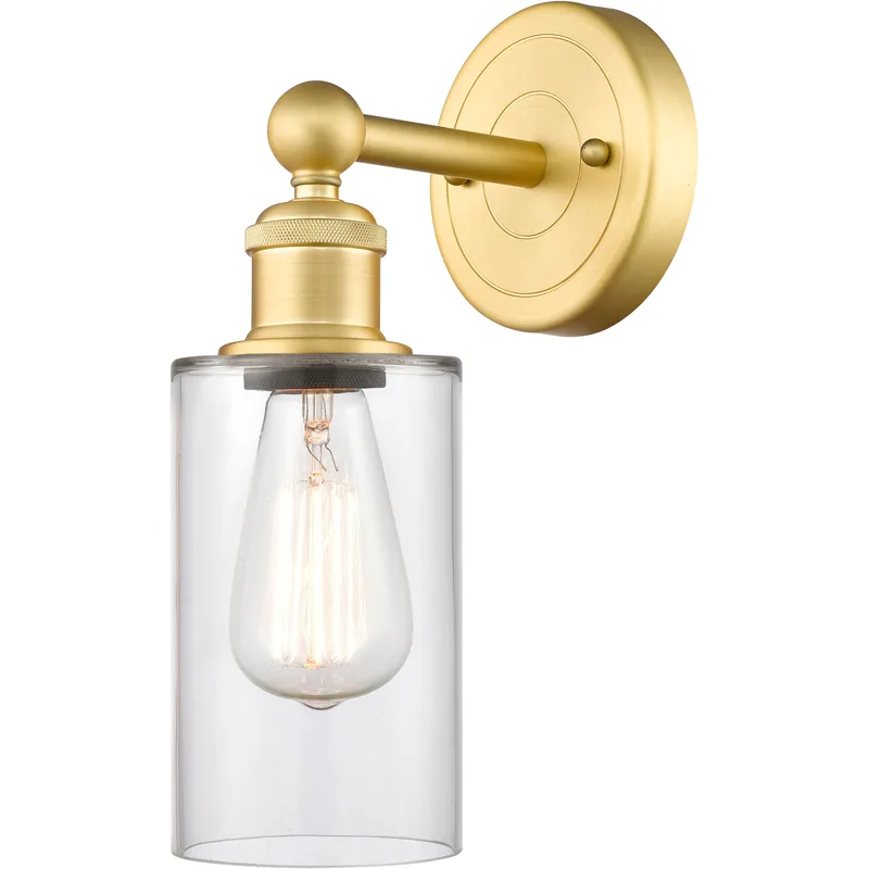 Clymer Sconce Wall Light in Satin Gold, Clear