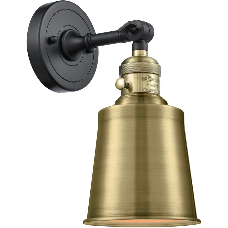 Franklin Restoration Addison 1 Light 5 inch Black Antique Brass Sconce Wall Light, Franklin Restoration