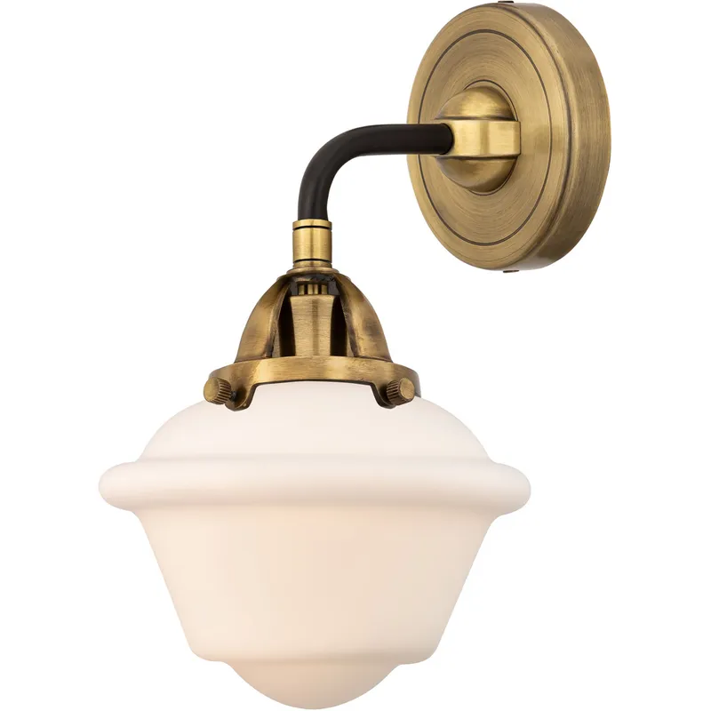 Nouveau 2 Small Oxford 1 Light 7.5 inch Black Antique Brass Sconce Wall Light in Matte White Glass