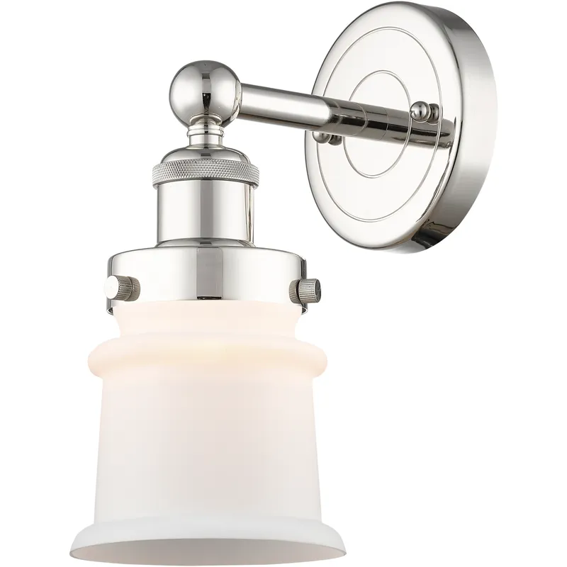 Canton Sconce Wall Light in Polished Nickel, Matte White