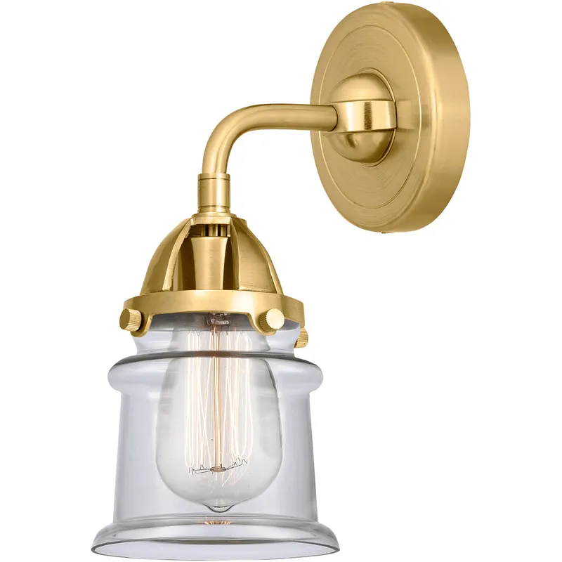 Nouveau 2 Small Canton 1 Light 5.25 inch Satin Gold Sconce Wall Light in Clear Glass