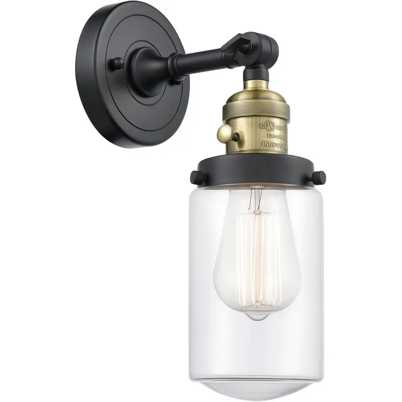 Franklin Restoration Dover 1 Light 5 inch Black Antique Brass Sconce Wall Light in Clear Glass, Franklin Restoration