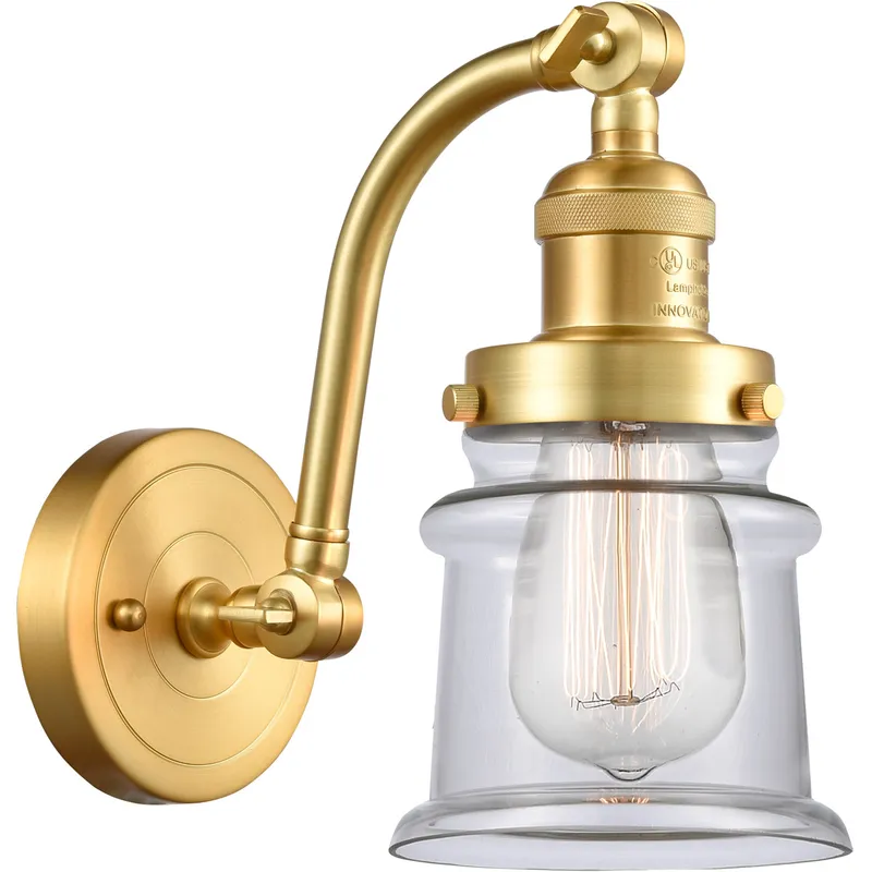 Franklin Restoration Small Canton LED 6.5 inch Satin Gold Sconce Wall Light in Clear Glass, Franklin Restoration