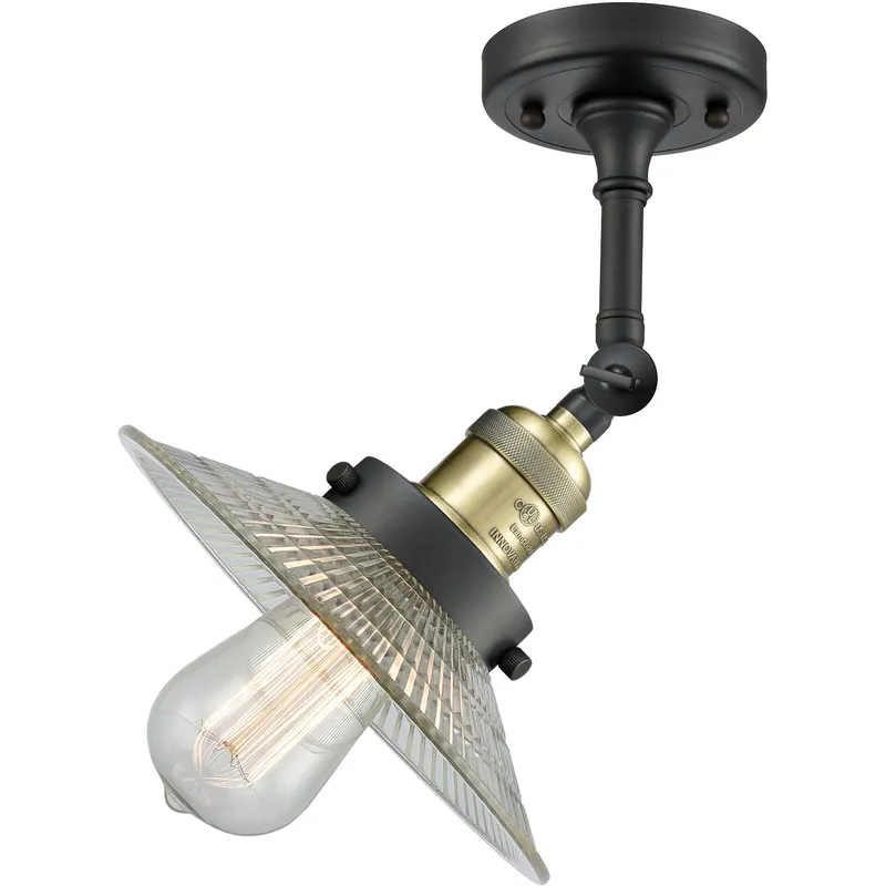 Franklin Restoration Halophane LED 8.5 inch Black Antique Brass Sconce Wall Light in Clear Halophane Glass, Franklin Restoration