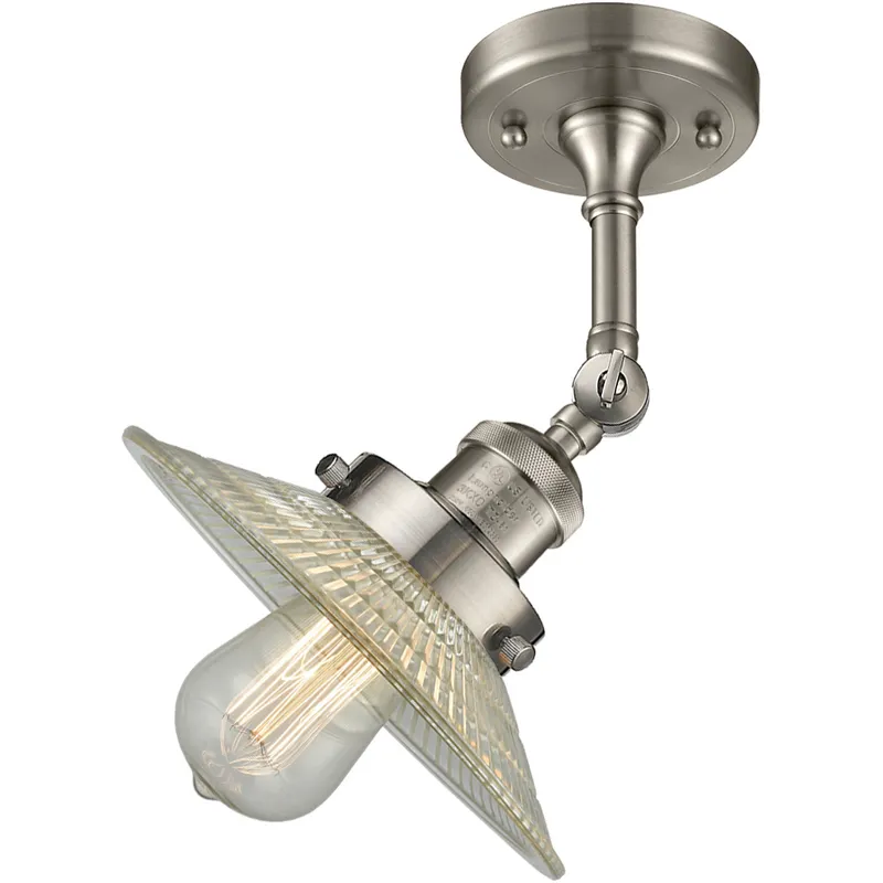 Franklin Restoration Halophane LED 8.5 inch Brushed Satin Nickel Sconce Wall Light in Clear Halophane Glass, Franklin Restoration