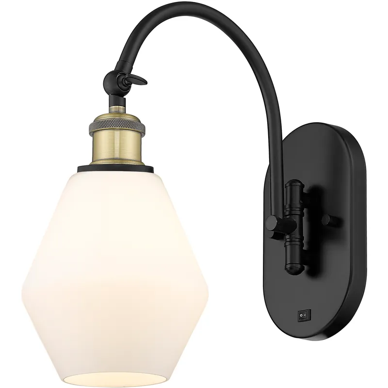Ballston Cindyrella LED 6 inch Black Antique Brass Sconce Wall Light in Matte White Glass