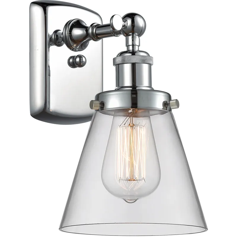 Ballston Small Cone LED 6 inch Polished Chrome Sconce Wall Light in Clear Glass, Ballston