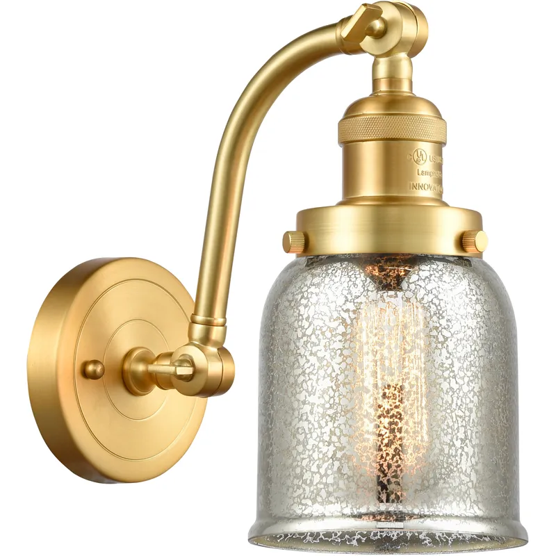 Franklin Restoration Small Bell 1 Light 5 inch Satin Gold Sconce Wall Light in Silver Plated Mercury Glass, Franklin Restoration