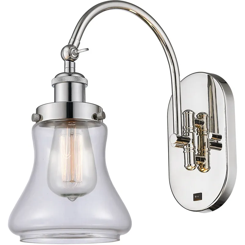 Franklin Restoration Bellmont 1 Light 6.5 inch Polished Nickel Sconce Wall Light in Clear Glass