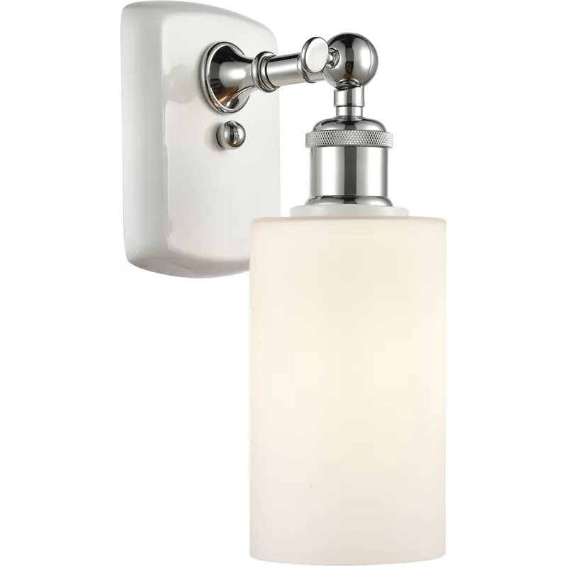 Ballston Clymer 1 Light 4 inch White and Polished Chrome Sconce Wall Light in Matte White Glass, Ballston