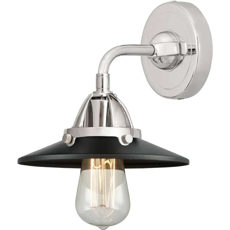 Nouveau 2 Railroad 1 Light 8 inch Polished Chrome Sconce Wall Light in Matte Black