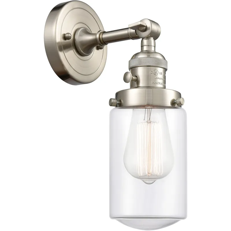 Franklin Restoration Dover 1 Light 5 inch Brushed Satin Nickel Sconce Wall Light in Clear Glass, Franklin Restoration
