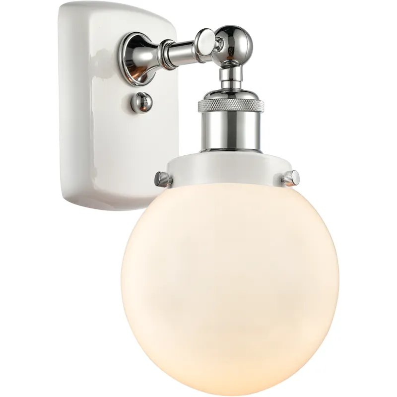 Ballston Beacon 1 Light 6 inch White and Polished Chrome Sconce Wall Light in Matte White Glass