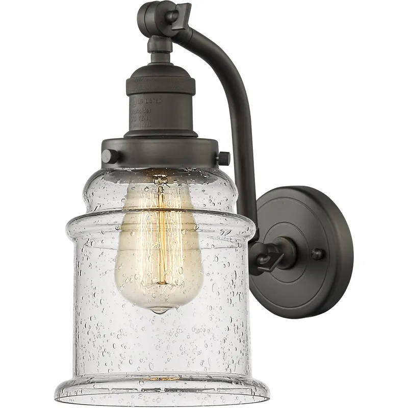 Franklin Restoration Canton 1 Light 7 inch Oil Rubbed Bronze Sconce Wall Light in Seedy Glass, Franklin Restoration