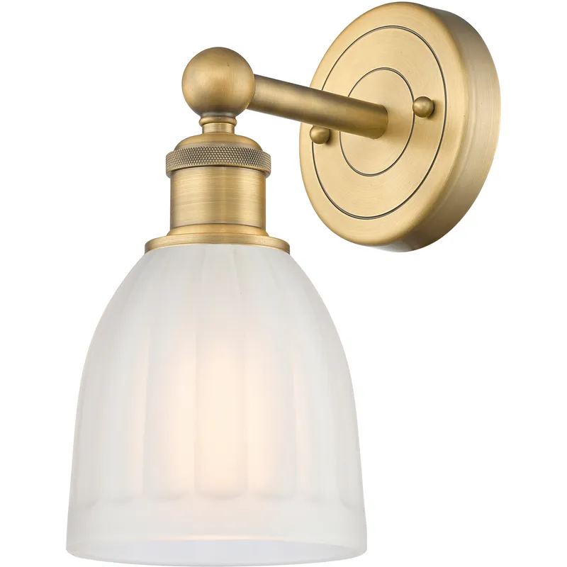 Brookfield Sconce Wall Light in Brushed Brass, White