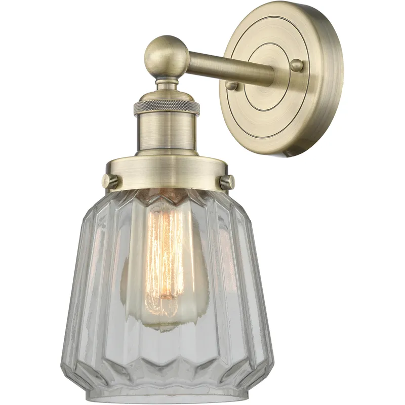 Chatham Sconce Wall Light in Antique Brass, Clear