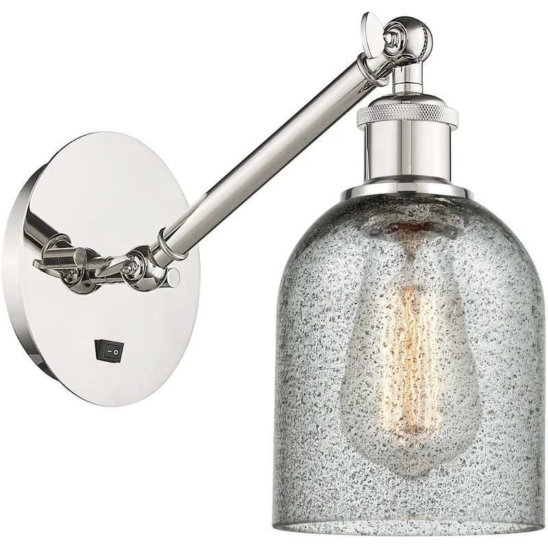 Ballston Caledonia LED 5.3 inch Polished Nickel Sconce Wall Light in Charcoal Glass