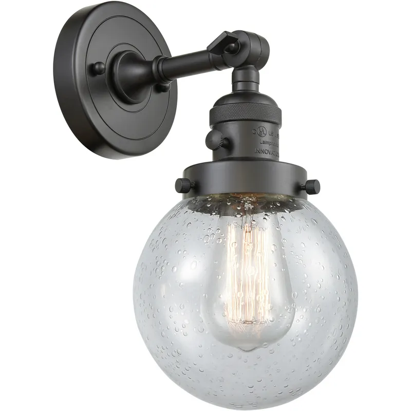 Franklin Restoration Beacon 1 Light 6 inch Oil Rubbed Bronze Sconce Wall Light in Seedy Glass, Franklin Restoration